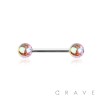 IRIDESCENT GLITTER ACRYLIC BALL 316L SURGICAL STEEL TONGUE BARBELL